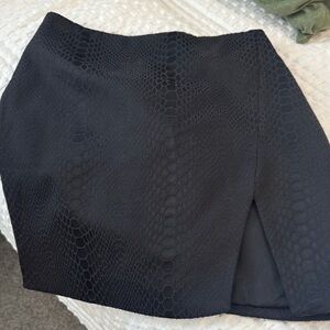 Black Textured Mini Skirt